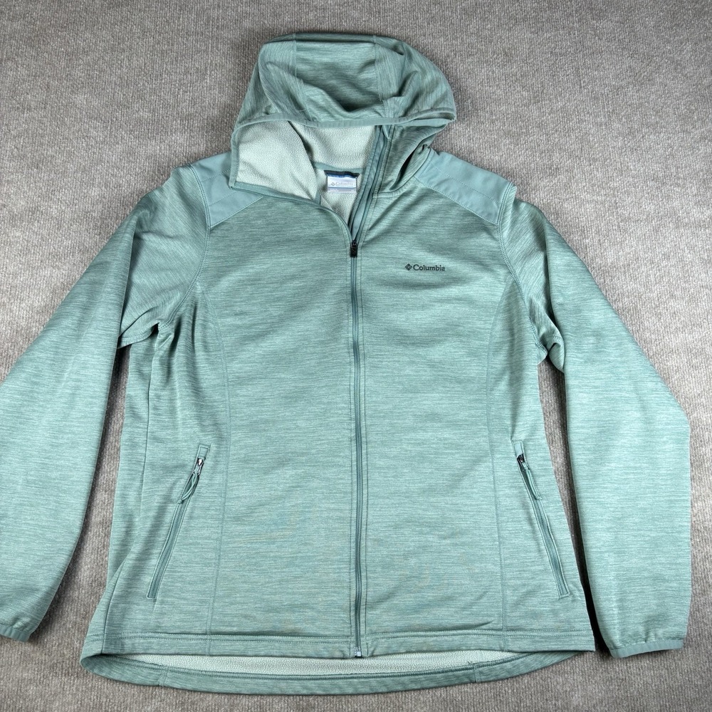 Columbia Womens 1X Mint Green Full Zip Hooded Fleece Jacket Plus Size